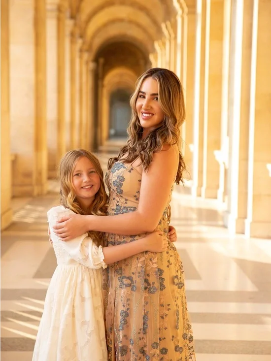 Windsor Beige Sheer Dress with Blue Floral Embroidery - Picture 5 of 5